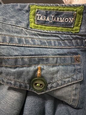 Tara Jarmon Blue Denim Jeans with Green Trim